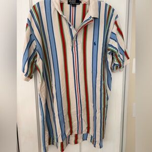 Polo by Ralph Lauren Men's Polo Shirt - Blue, Red, Green, Cream Stripes